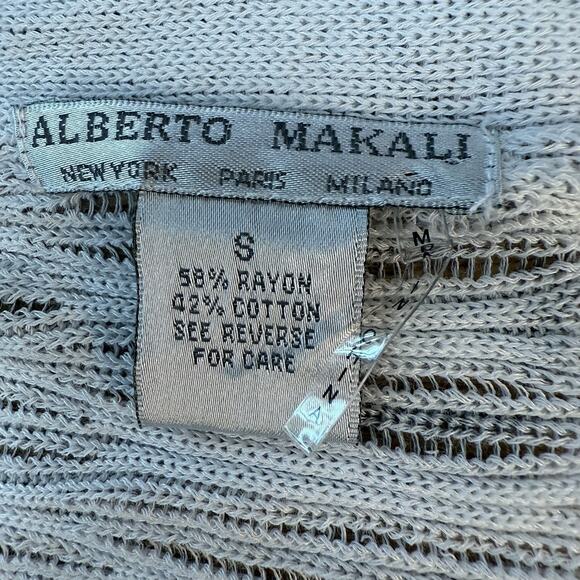 Alberto Makali Black White Sweater Open Front Vest Small Ruffle Knit Lightweight - Picture 10 of 13